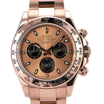 Rolex Cosmograph Daytona 116505 Everose-Gold Sundust Schwarz Uhr mit 18 kt Everose-Gold Armband und Zifferblatt.