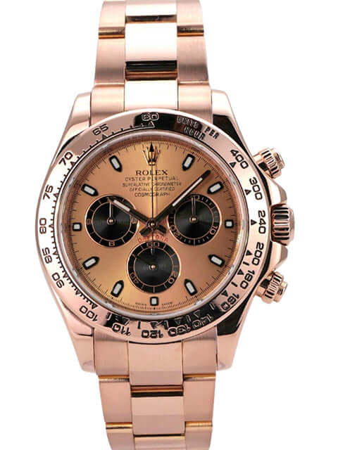 Rolex Cosmograph Daytona 116505 Everose-Gold Sundust Schwarz Uhr mit 18 kt Everose-Gold Armband und Zifferblatt.