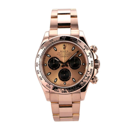 Rolex Cosmograph Daytona 116505 Everose-Gold Sundust Schwarz, Armbanduhr in 18 kt Everose-Gold mit schwarzem Zifferblatt.