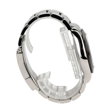 Seitenansicht der Rolex Daytona 116506 Platin Eisblau mit poliertem Platinarmband und Keramikuhrkaste.