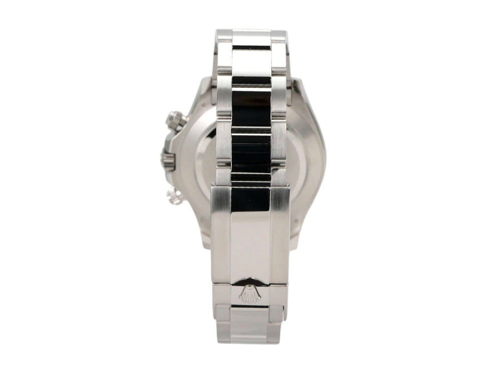 Rolex Daytona 116506 Platin Eisblau, seitliche Ansicht, Oyster Armband aus Platin.