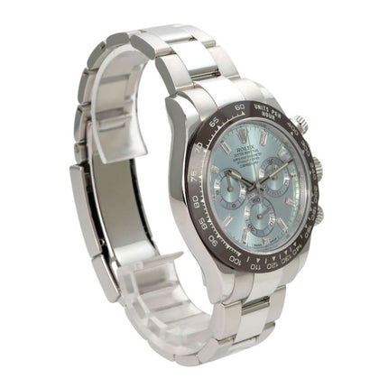 Rolex Daytona Platin 116506 Eisblau Diamant mit poliertem Platin-Gehäuse und eiskaltem Zifferblatt