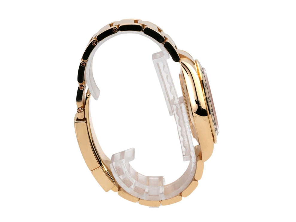 Rolex Cosmograph Daytona Gelbgold 116508 Champagner Diamant Detailaufnahme Gehäuse und Armband