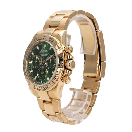 Rolex Cosmograph Daytona Gelbgold 116508 Grün mit grünem Zifferblatt und 18 kt Gelbgold-Armband