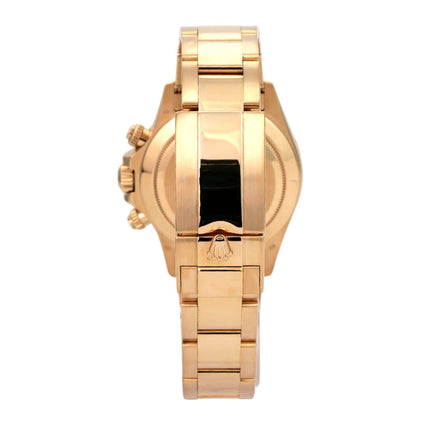 Rolex Cosmograph Daytona Gelbgold 116508 Grün, Rückansicht mit Oyster-Armband und Faltschließe