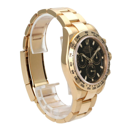 Rolex Cosmograph Daytona Gelbgold 116508 Schwarz mit poliertem 18 kt Gelbgold-Armband und schwarzem Zifferblatt