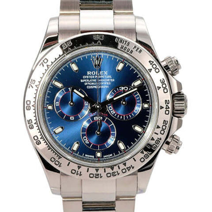 Rolex Cosmograph Daytona 116509 Weißgold Blau mit blauem Zifferblatt und 18 kt Weißgold Armband