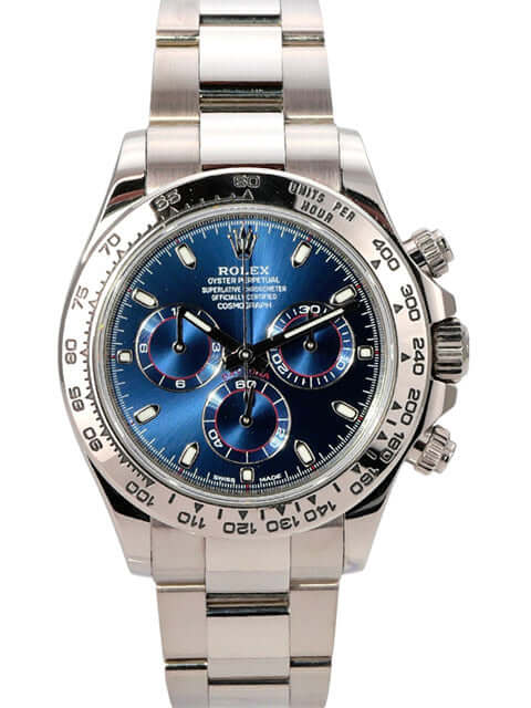 Rolex Cosmograph Daytona 116509 Weißgold Blau mit blauem Zifferblatt und 18 kt Weißgold Armband