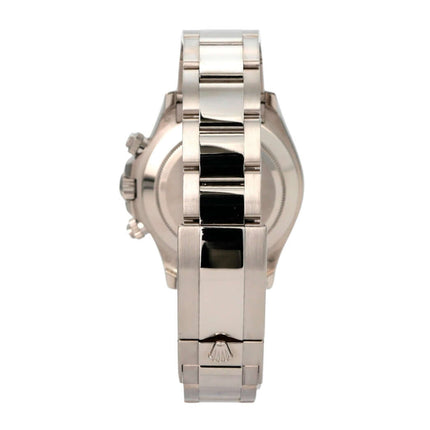 Rolex Cosmograph Daytona 116509 Weißgold Blau Armbandansicht mit poliertem und satiniertem 18 kt Weißgold.