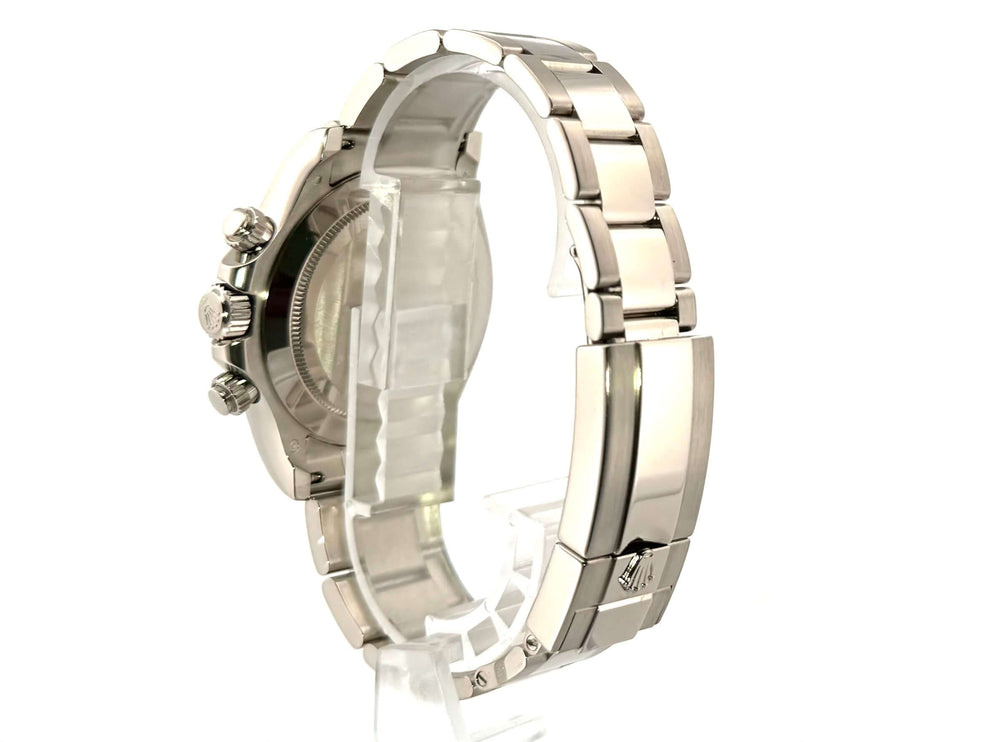Rolex Cosmograph Daytona 116509 Weißgold Rückansicht, 18 kt Weißgold Armband mit Faltschließe, poliert und satiniert, luxuriöse Herrenuhr aus 2018.