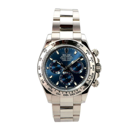 Rolex Cosmograph Daytona 116509 Weißgold Blau mit blauem Zifferblatt und 18 kt Weißgold Gehäuse