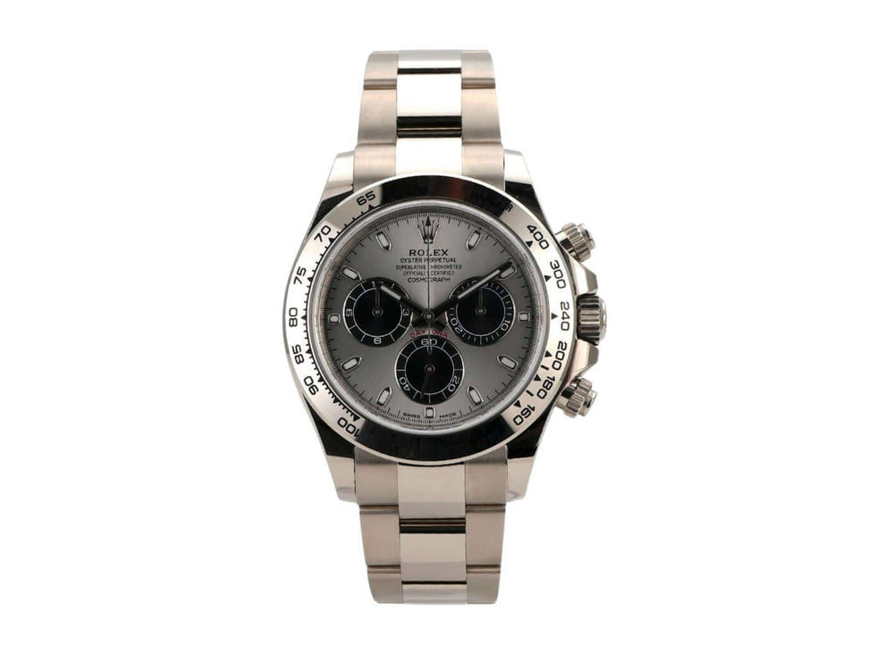 Rolex Cosmograph Daytona Weißgold 116509 Grau mit grauem Zifferblatt und poliertem Armband