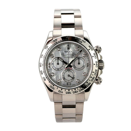 Rolex Cosmograph Daytona 116509 Weißgold Perlmutt Diamant mit weißem Zifferblatt und Diamanten