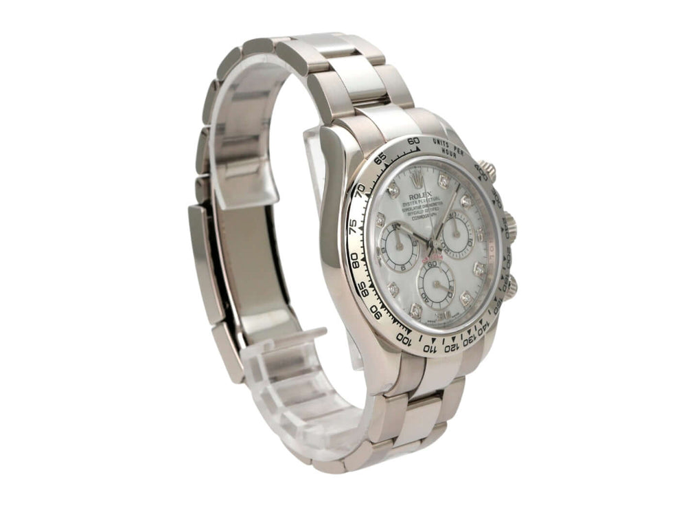 Rolex Cosmograph Daytona 116509 Weißgold Perlmutt Diamant, luxuriöse Rolex Uhr mit Diamant-Zifferblatt