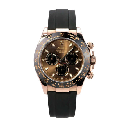 Rolex Daytona 116515LN Everose-Gold Oysterflex Choco, Luxus-Chronograph mit braunem Zifferblatt und schwarzem Oysterflex-Armband