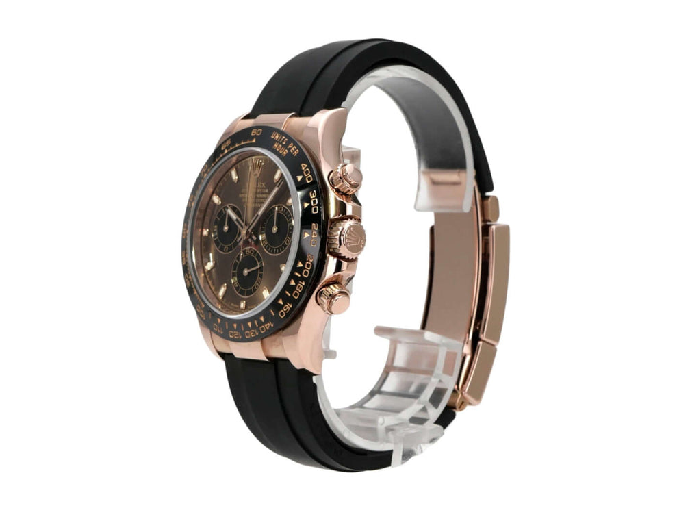 Rolex Daytona 116515LN Everose-Gold Oysterflex Choco mit schwarzem Oysterflex-Armband und braunem Zifferblatt