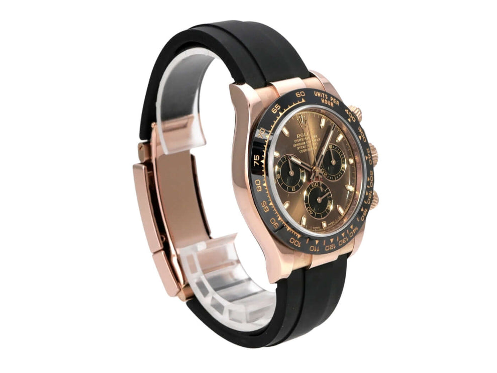 Rolex Daytona 116515LN Everose-Gold Oysterflex Choco, braunes Zifferblatt, schwarzes Oysterflex-Armband