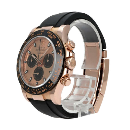 Rolex Daytona Everose-Gold 116515LN Pink Oysterflex Uhr mit schwarzem Oysterflex-Armband und pinkfarbenem Zifferblatt