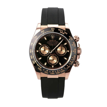 Rolex Daytona 116515LN Everose-Gold Oysterflex Schwarz, 40 mm Gehäuse, schwarzes Zifferblatt, schwarzes Oysterflex-Armband