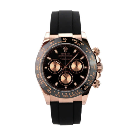 Rolex Daytona 116515LN Everose-Gold Oysterflex Schwarz mit schwarzem Zifferblatt und Keramiklünette