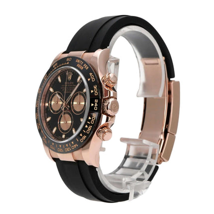 Rolex Daytona 116515LN Everose-Gold Oysterflex Schwarz mit schwarzem Zifferblatt und Keramiklünette