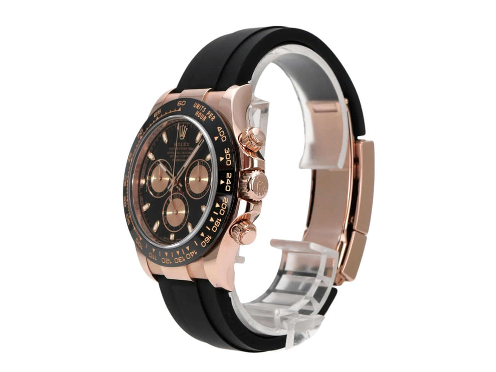 Rolex Daytona 116515LN Everose-Gold Oysterflex Schwarz mit schwarzem Zifferblatt und Keramiklünette