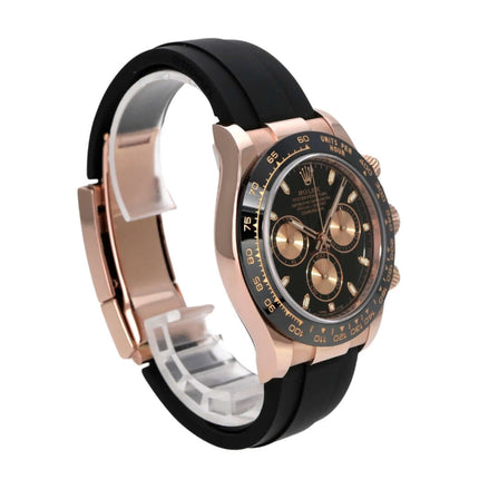 Rolex Daytona 116515LN Everose-Gold Oysterflex Schwarz mit schwarzem Zifferblatt und Keramiklünette