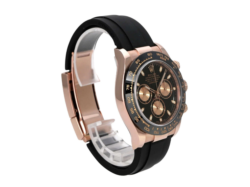Rolex Daytona 116515LN Everose-Gold Oysterflex Schwarz mit schwarzem Zifferblatt und Keramiklünette