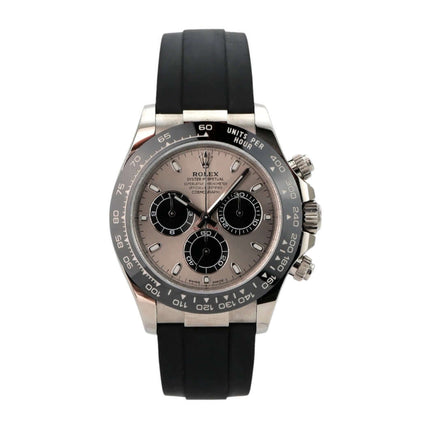Rolex Daytona 116519LN Weißgold Oysterflex Grau mit grauem Zifferblatt und schwarzem Band