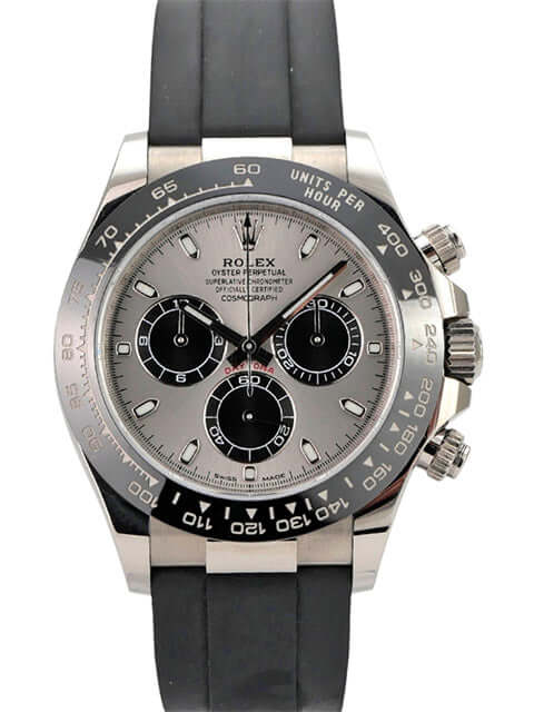 Rolex Daytona 116519LN Weißgold Oysterflex Grau mit grauem Zifferblatt und schwarzem Band