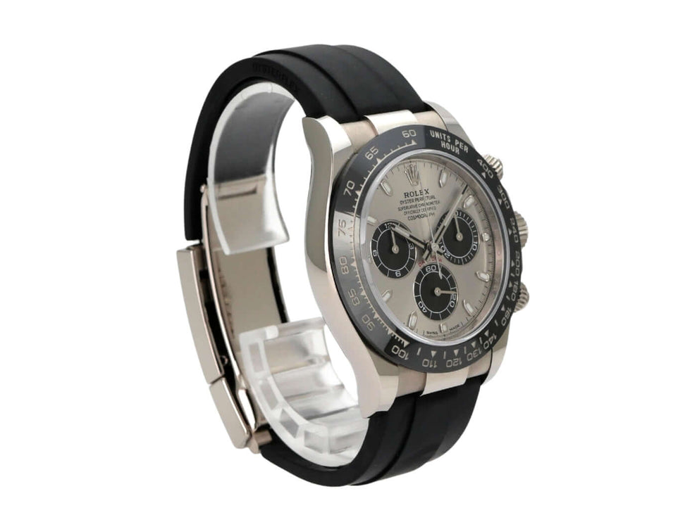 Rolex Daytona 116519LN Weißgold Oysterflex Grau, 2022, 40 mm Gehäuse, schwarzes Oysterflex-Band, grau Zifferblatt