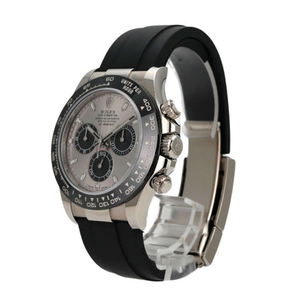 Rolex Daytona 116519LN in Weißgold mit grauem Zifferblatt und schwarzem Oysterflex-Band