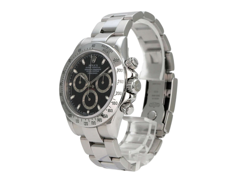 Rolex Daytona Edelstahl 116520 Schwarz – Chronograph mit Edelstahlgehäuse, schwarzem Zifferblatt und Tachymeter-Lünette