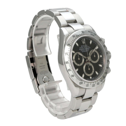 Rolex Daytona Edelstahl 116520 Schwarz, schwarzes Zifferblatt, Edelstahlarmband, Chronograph mit Tachymeter