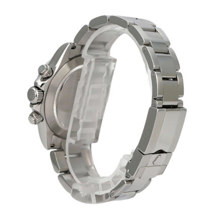 Rolex Daytona Edelstahl 116520 Schwarz, Rückansicht mit Oyster-Band und Edelstahlgehäuse