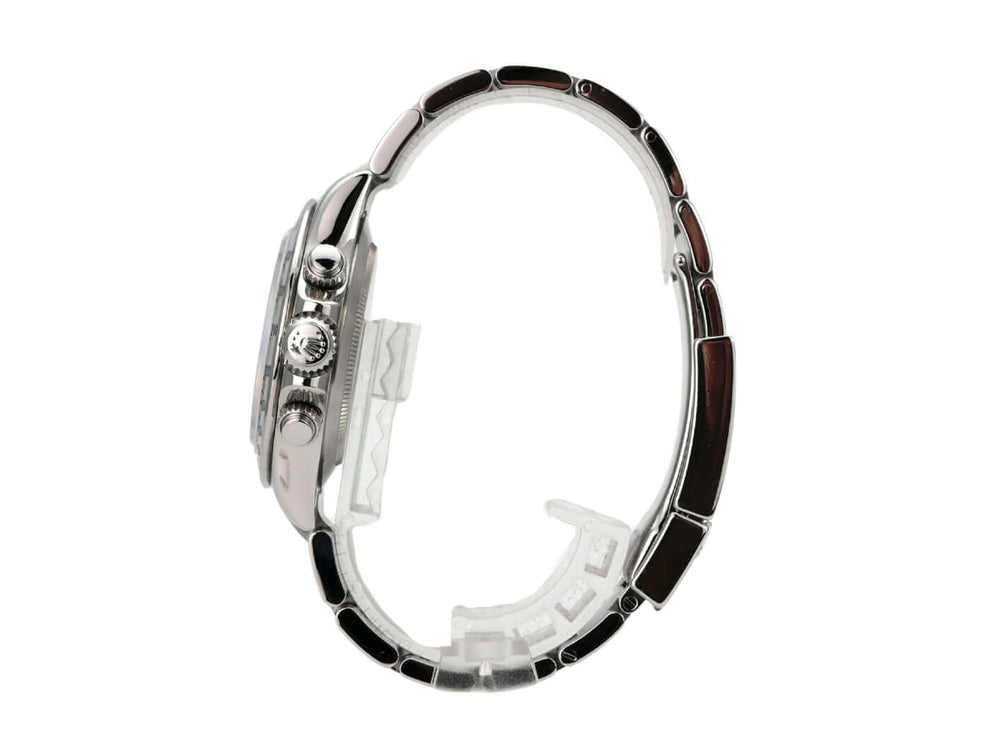 Rolex Daytona Edelstahl 116520 Schwarz seitliche Ansicht des Armbands und Gehäuses