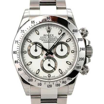Rolex Daytona Edelstahl 116520 Weiß, Edelstahl-Chronograph mit weißem Zifferblatt, Tachymeterskala und Oyster-Armband