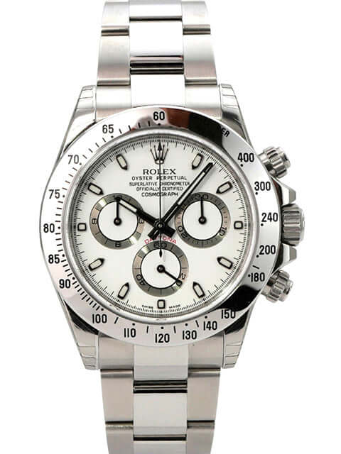Rolex Daytona Edelstahl 116520 Weiß, Edelstahl-Chronograph mit weißem Zifferblatt, Tachymeterskala und Oyster-Armband