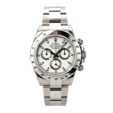Rolex Daytona Edelstahl 116520 Weiß, weißes Zifferblatt, Edelstahlarmband, Chronograph mit Tachymeter