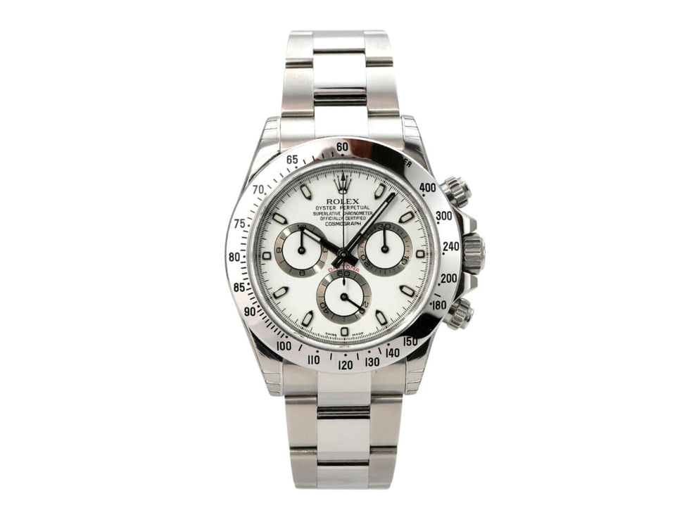 Rolex Daytona Edelstahl 116520 Weiß, weißes Zifferblatt, Edelstahlarmband, Chronograph mit Tachymeter