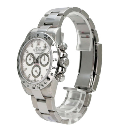 Rolex Daytona Edelstahl 116520 Weiß, Edelstahl-Chronograph mit weißem Zifferblatt und Tachymeterskala