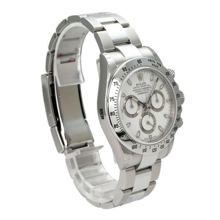 Rolex Daytona Edelstahl 116520 Weiß, weißes Zifferblatt, Edelstahl-Armband und Tachymeter-Lünette