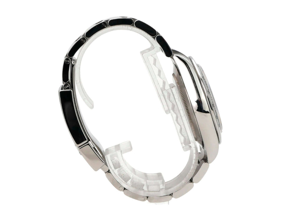 Rolex Daytona Edelstahl 116520 Weiß Armbandseite mit poliertem und satiniertem Edelstahl