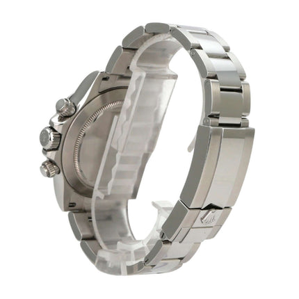 Rolex Daytona Edelstahl 116520 Weiß seitliche Ansicht des Edelstahlgehäuses und Armbands