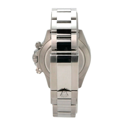 Rolex Daytona Edelstahl 116520 Weiß seitliche Ansicht des Armbands aus poliertem Edelstahl
