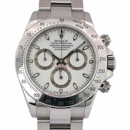 Rolex Daytona Edelstahl 116520 Weiß Chronograph mit Edelstahlgehäuse, Oyster Armband und weißem Zifferblatt, Jahrgang 2001