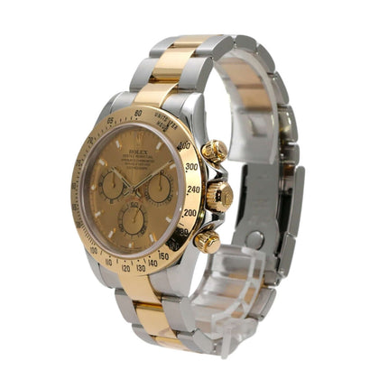 Rolex Daytona Edelstahl Gelbgold 116523 Champagner - Poliertes Armband aus Edelstahl und 18 kt Gelbgold.