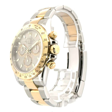 Rolex Daytona Cosmograph 116523 Stahlgrau aus Edelstahl und Gelbgold, Zifferblatt Stahlgrau, Tachymeterskala, 40 mm Gehäusedurchmesser