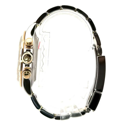 Rolex Daytona Cosmograph 116523, Seitenansicht, Edelstahl und 18 kt Gelbgold, Stahlgraues Zifferblatt, poliertes und satiniertes Armband