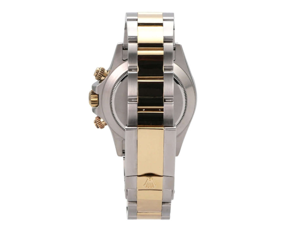 Rolex Daytona Edelstahl Gelbgold 116523 Schwarz, Rückansicht mit Edelstahl-/Gelbgold-Armband